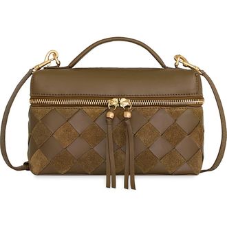 Rebecca Minkoff Frankie Woven Leather Train Case in Vintage at Nordstrom