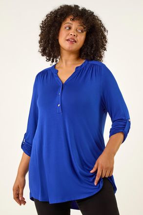 Roman Buttoned Stretch Top