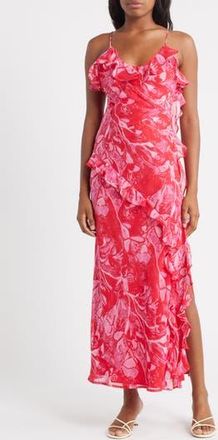 Topshop Ruffle Midi Slipdress in Pink at Nordstrom Rack, Size 8 Us (Fits Like 6-8)