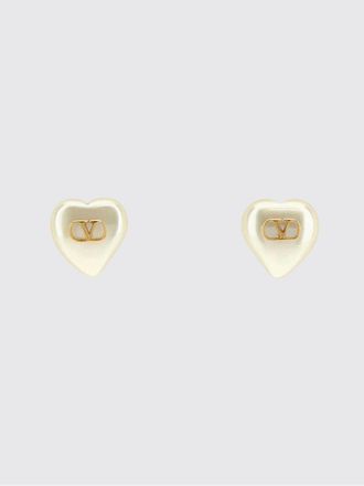 Valentino Garavani VLogo Signature Heart-Shaped Brass Earrings with Pearls and Crystals