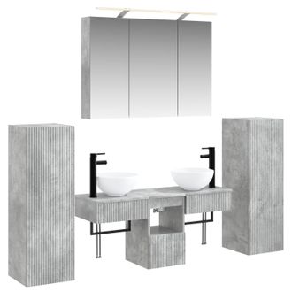 vidaXL Juego De Muebles De Ba&ntilde;o 6 Pcs Gris Hormig&oacute;n Vidaxl