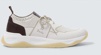 Berluti Shadow leather-trimmed knitted sneakers