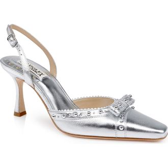 Badgley Mischka Gizelle Slingback Pump in Silver Leather at Nordstrom Rack, Size 6.5