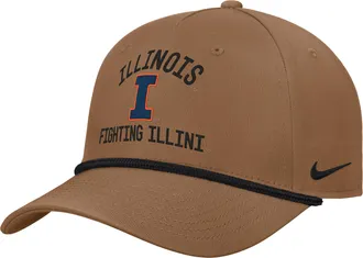Nike Illinois 2026 Military Appreciation Rope Rise Nike Mens College Adjustable Hat in Brown | C16829C750ILNI-ALB