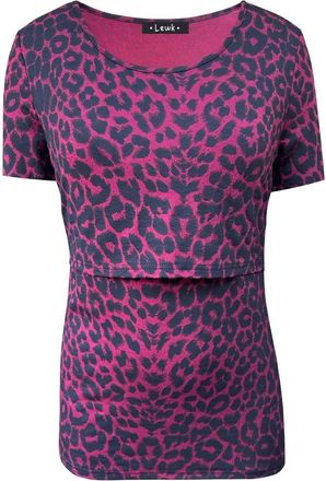 Generic Lewk Clothing (XL) Short Sleeve Patterned Maternity Nursing Breastfeeding Top (UK, Alpha, XL, Regular, Regular, 1, Red Leopard)