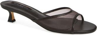 Tony Bianco Pru Kitten Heel Slide Sandal in Chocolate Nylon/Chocolate at Nordstrom, Size 5.5