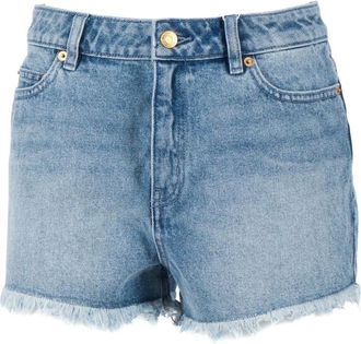 Michael Kors Denim Shorts, female, Blue, Size: 2XS Shorts a vita piatta a quadretti