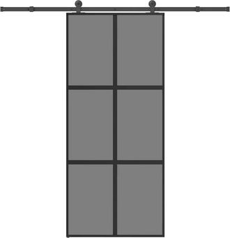 vidaXL Puerta Corredera Set Herrajes Vidrio Templado Aluminio 90x205cm Vidaxl