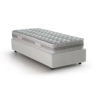 Dmora Talamo Italia - Letto singolo Richilde, Letto contenitore con rivestimento in ecopelle, 100% Made in Italy, Apertura frontale, con materasso Cm
