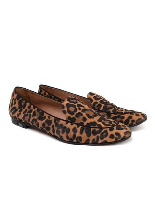 Aquazzura Leopard Print Suede Loafers Size 35