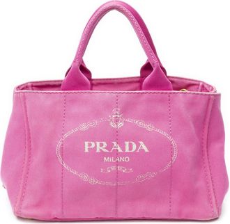 Prada Pre-owned Womens Medium Canapa Tote Shoulder Bag - Pink - One Size