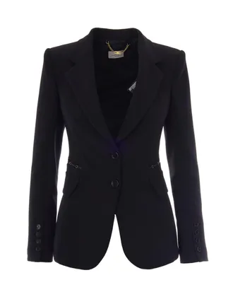 Elisabetta Franchi Double Cr&ecirc;pe Stretch Blazer - Black