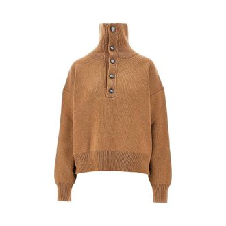 Ami Buttoned high-neck wool sweater Woman XS