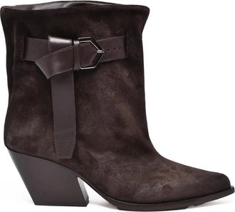 Elena Iachi Brown Suede Buckle Ankle Boots