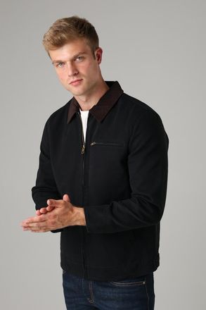 Tokyo Laundry Mens Black Cotton Canvas Chore Jacket With Zip - Size X-Large