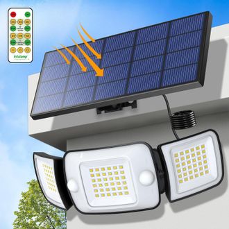 OEM Luces Solares Para Exteriores Con Control Remoto, 6000 Mah, 1200 Lm, Impermeables, Con Panel Solar Independiente, 4 Modos, &Aacute;ngulo Amplio De 270&deg; Y Cab