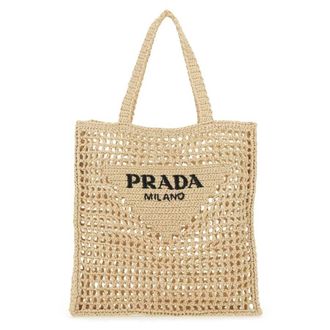 Prada Beige Crochet Tote Bag