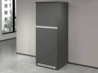 Dmora Despensa De Cocina Plinio, Mueble Multiusos, Mueble Frigor&iacute;fico De 2 Puertas, 100% Made In Italy, 60x60h165 Cm, Antracita Y Pizarra, Con Embalaje Refo