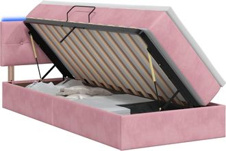 vidaXL Cama De Almacenamiento Led Con Colch&oacute;n Rosa 100 X 200 Cm Vidaxl