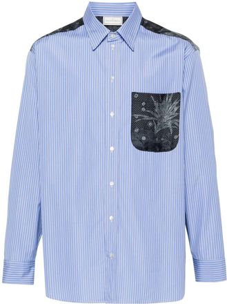 Pierre-Louis Mascia Alotho patchwork shirt - men - Silk/Cotton - S - Blue