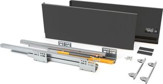 Emuca Cassetto esterno Concept 30kg, altezza 185mm, profondit&agrave; 400mm, Acciaio, Grigio antracite - Emuca