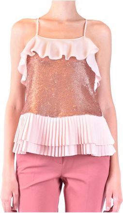 Patrizia Pepe Stijlvolle Roze Mouwloze Top - Dames - Tops zonder mouwen - Roze - S - Polyester - Tops
