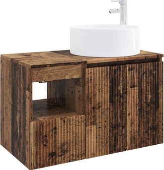 vidaXL Juego De Muebles De Ba&ntilde;o 2 Uds. Madera Envejecida Vidaxl