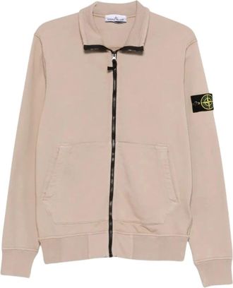 Stone Island Felpa Zip Sweatshirt - Heren - Vesten met rits - Beige - L - Katoen - Hoodies & sweatvesten