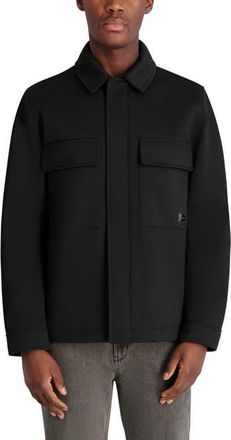 Karl Lagerfeld Twill Shirt Jacket in Black at Nordstrom, Size Xx-Large
