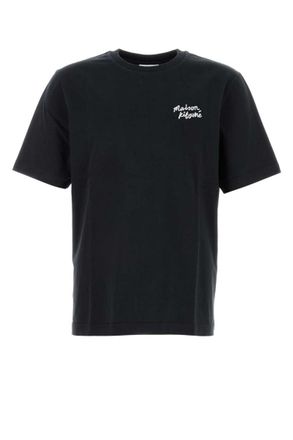 Maison Kitsun&eacute; Black Crewneck Logo T-Shirt