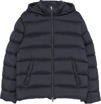 Herno Quilted Blue Puffer Jacket With Adjustable Hood