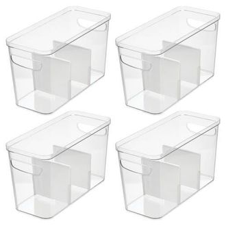 iDesign 3-Section Divided Pantry Organizer Bin - Set of 4 - Clear/White at Nordstrom
