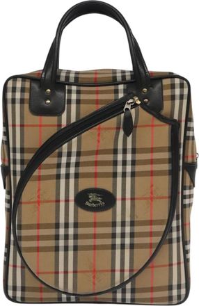 Burberry Nova Check Beige Canvas Handbag (Pre-Owned)
