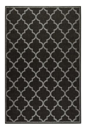 Wecon Home Alfombra negro con dise&ntilde;o oriental gris para exterior 200x133