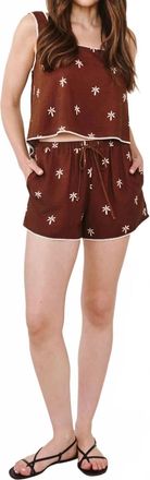 Bella Dahl Drawstring Short With Scallop Trim In Coconut Palm Print
