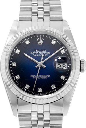 Rolex Pre-owned Rolex Datejust 36 Automatic Diamond Blue Dial Mens Watch 16234 BLDJ