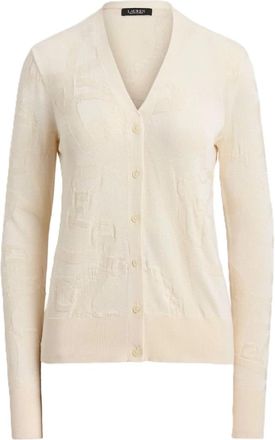 Ralph Lauren Denzel Lange Mouw Cardigan - Dames - Vesten - Beige - M - Katoen - Truien & Vesten