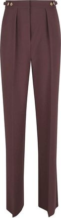 Elisabetta Franchi Tailored Crepe Trousers With Gold-Tone Embellishments