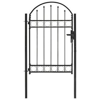 Berkfield Home Fence Gate with Arched Top Steel 100x150 cm Black