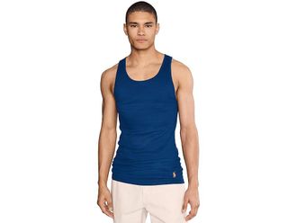 Polo Ralph Lauren Classic Fit Tank Top Undershirts Mens T Shirt Andover Heather/White/Fall Royal : 2XL, Cotton