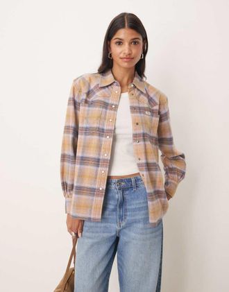 Wrangler Camicia ampia stile western gialla a quadri-Giallo