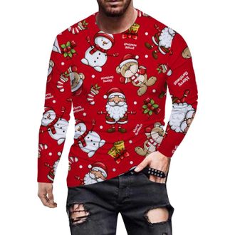 Generic Zip Up Hoodies for Men Mens Christmas Jumper Xmas Snowman Sweatshirt Snowflakes Novelty Pullover Long Sleeve T-Shirt Crew Neck Sweatshirts Xmas Jumper