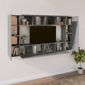 Berkfield Home Classic 8 Piece TV Cabinet Set Concrete Grey Engineered Wood