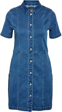 Noisy May Womens Button Down Denim Shirt Dress Short Sleeve Classic Collared Jean Dress with Front Pockets Summer Outfit for Women, Size: XL