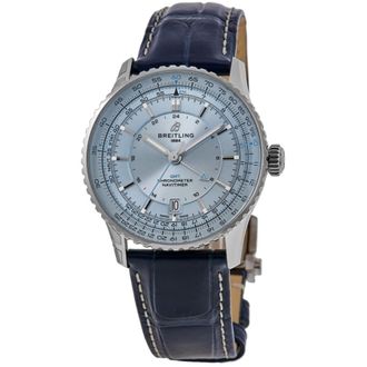 Breitling Navitimer Automatic 41 GMT Blue Dial Leather Strap Mens Watch A32310171C1P1