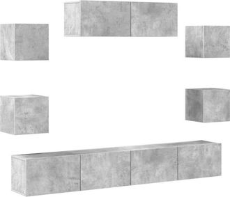 vidaXL Set De Muebles De Tv 7 Pzas Madera Contrachapada Gris Hormig&oacute;n Vidaxl