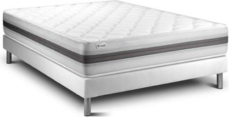 VITALIT Somier blanco + colch&oacute;n con espuma viscoel&aacute;stica 135 x 190