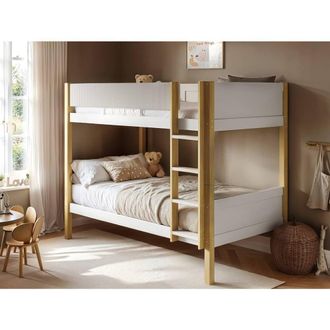 Flair Mateo Detachable Ribbed Bunk Bed in White | Size: Single