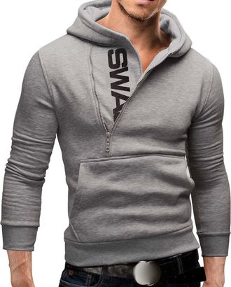 Generic Zipped Hoodie Men, Half Zip Gym Hoodie For Men Plain Hooded Sweatshirt Long Sleeve Drawstring Sweatshirt Casual Sports Coat With Pocket Pullover Jumpe