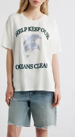 Daydreamer Help Keep Our Oceans Clean Graphic T-Shirt in Vintage White at Nordstrom, Size X-Small